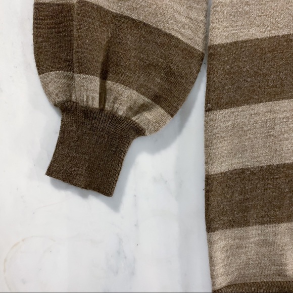 Neutral Color Stripe Dress with Long Sleeves - Picture 11 of 13